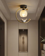 Auri Bird Ceiling Light – Sculptural Brass & Glass Flush Mount