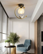 Auri Bird Ceiling Light – Sculptural Brass & Glass Flush Mount