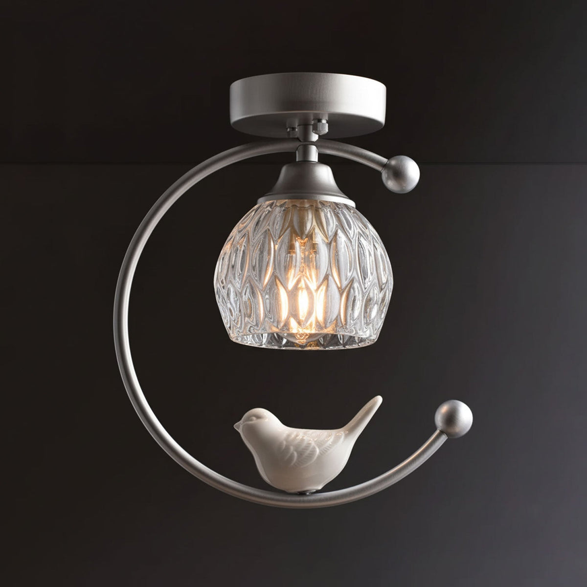 Auri Bird Ceiling Light – Sculptural Brass & Glass Flush Mount