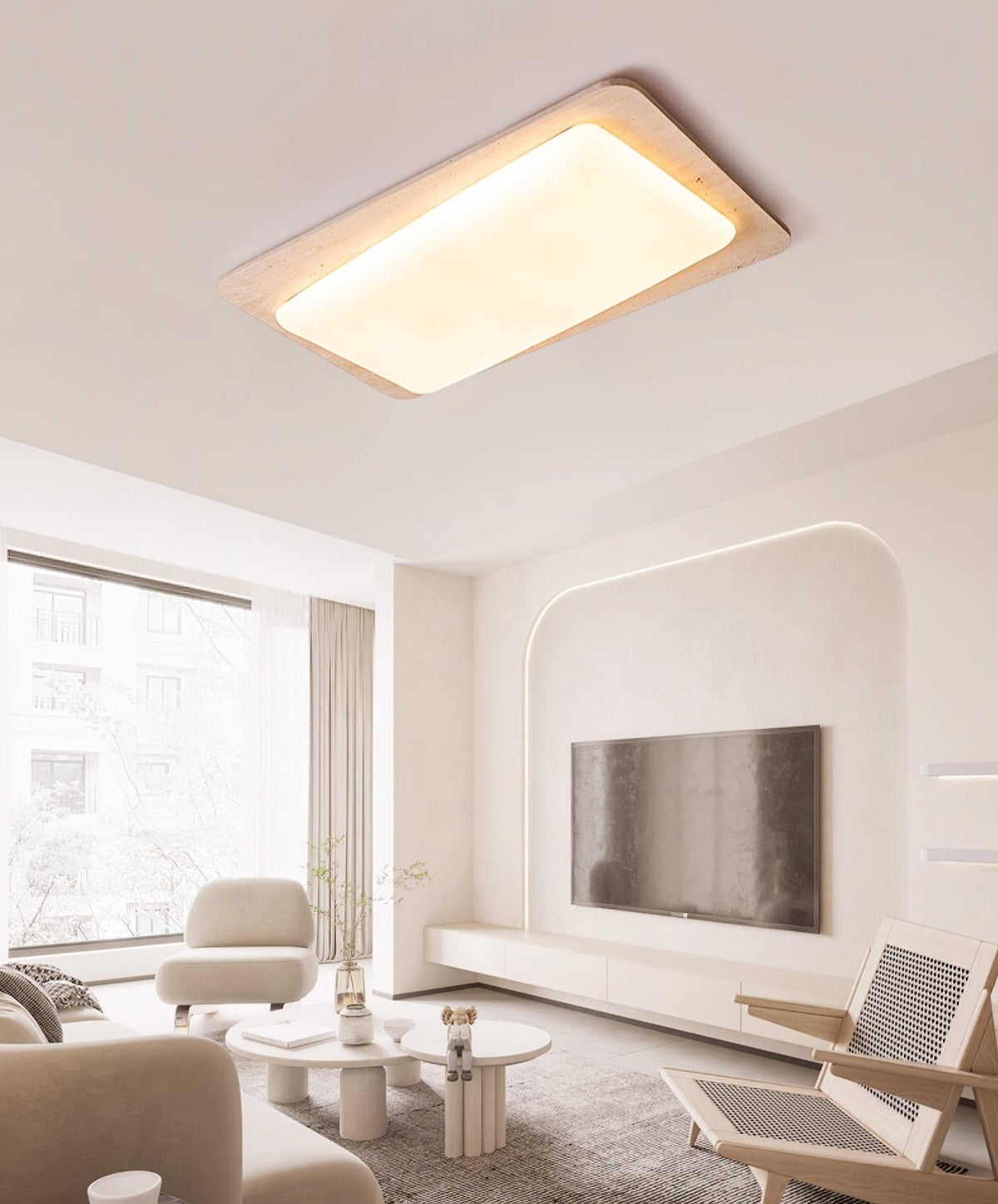 Aurilith Travertine Ceiling Light — Modern Flush Mount LED Fixture