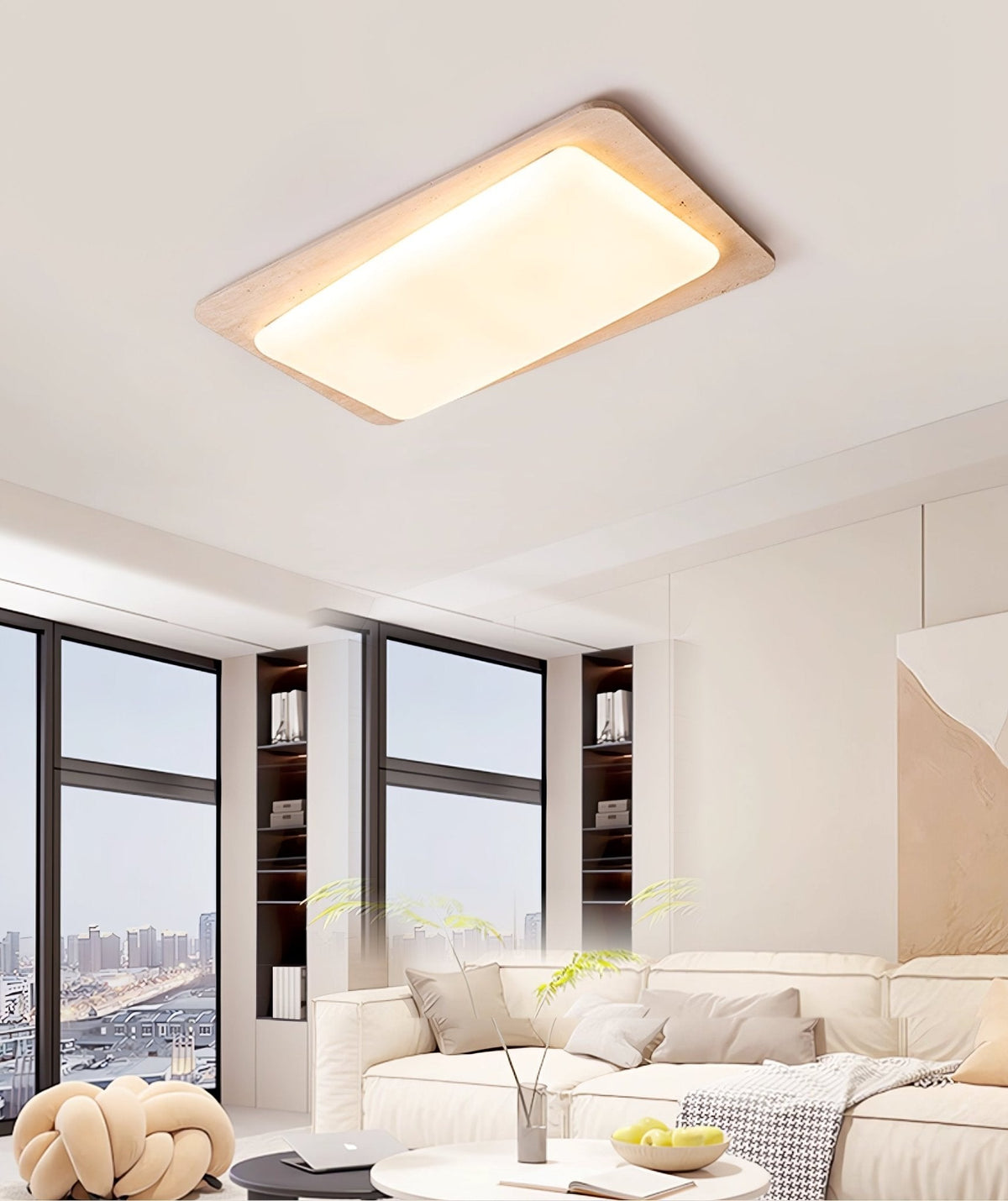 Aurilith Travertine Ceiling Light — Modern Flush Mount LED Fixture