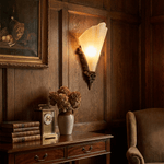 Aurivelle Art Deco Wall Sconce with Fluted Alabaster Glass and Antique Brass