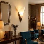 Aurivelle Art Deco Wall Sconce with Fluted Alabaster Glass and Antique Brass