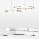 Auroom Round Chandelier in Gold Brass with Clear Acrylic Shades
