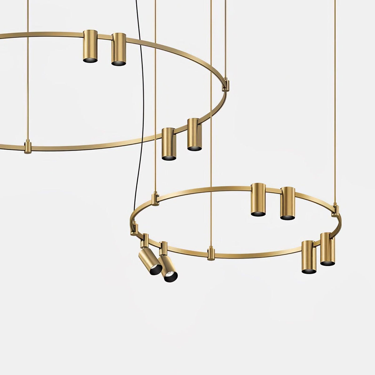 Auroom Round Chandelier in Gold Brass with Clear Acrylic Shades