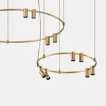 Auroom Round Chandelier in Gold Brass with Clear Acrylic Shades