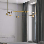 Auroom Round Chandelier in Gold Brass with Clear Acrylic Shades