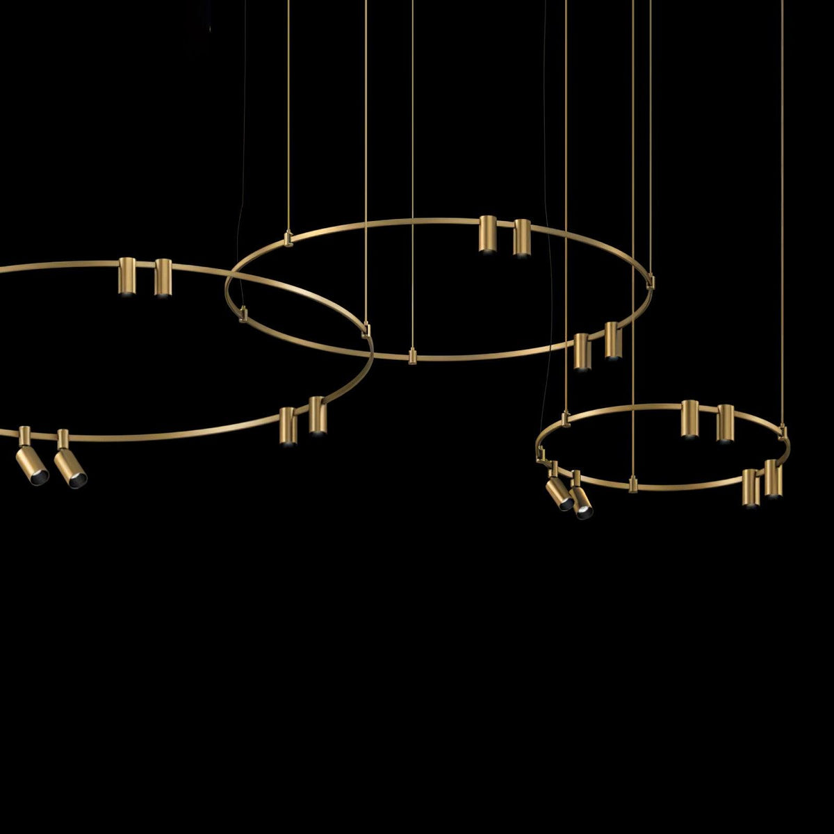 Auroom Round Chandelier in Gold Brass with Clear Acrylic Shades