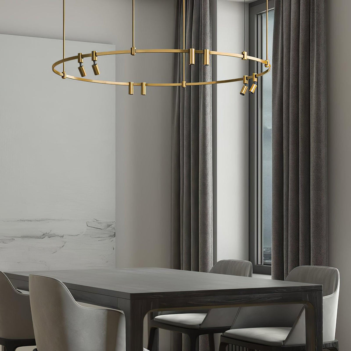 Auroom Round Chandelier in Gold Brass with Clear Acrylic Shades
