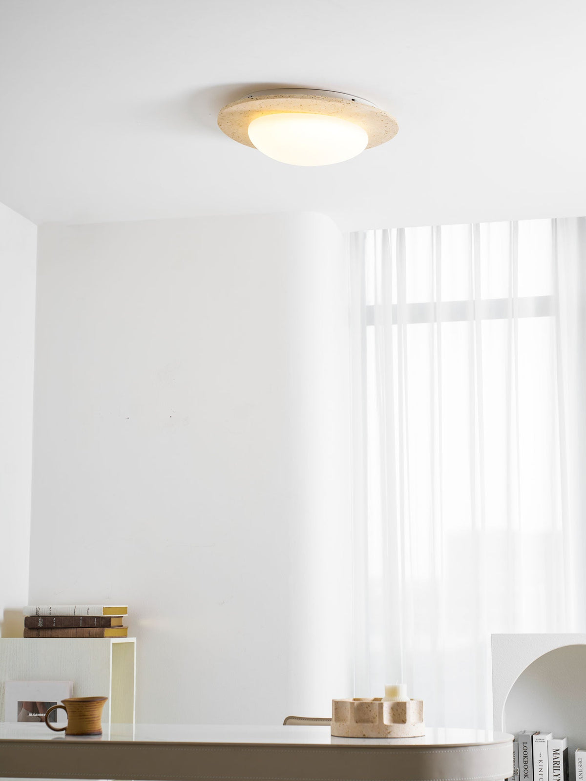 Aurora Travertine Ceiling Light – Modern Flush Mount LED Fixture
