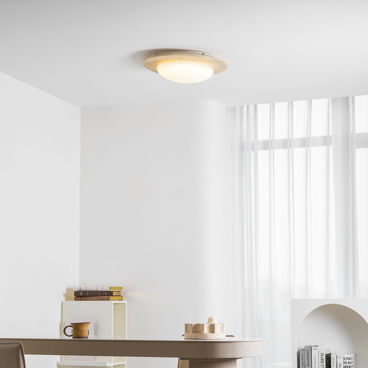 Aurora Travertine Ceiling Light – Modern Flush Mount LED Fixture
