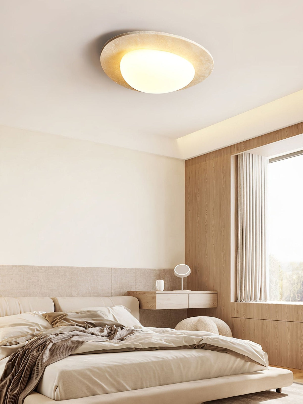 Aurora Travertine Ceiling Light – Modern Flush Mount LED Fixture