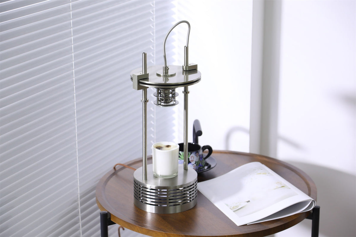 Aurosteel Aroma Table Lamp – Stainless Steel Melting Wax Lamp for Ambient Interiors