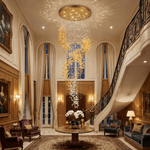 Aurum Cascade Chandelier – 1,500 Crystal Glass Pendant Light in Gold