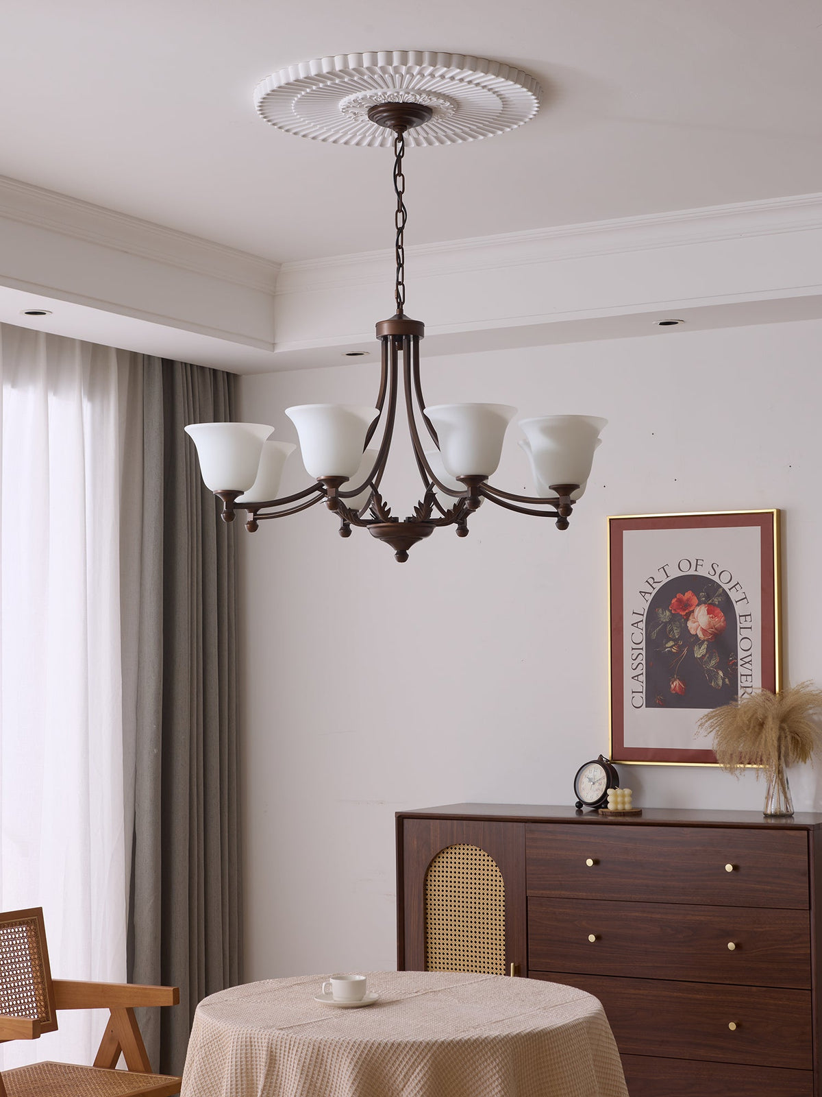 Aveline Bloom Chandelier — Modern Glass & Metal Pendant Light for Dining Room and Living Room