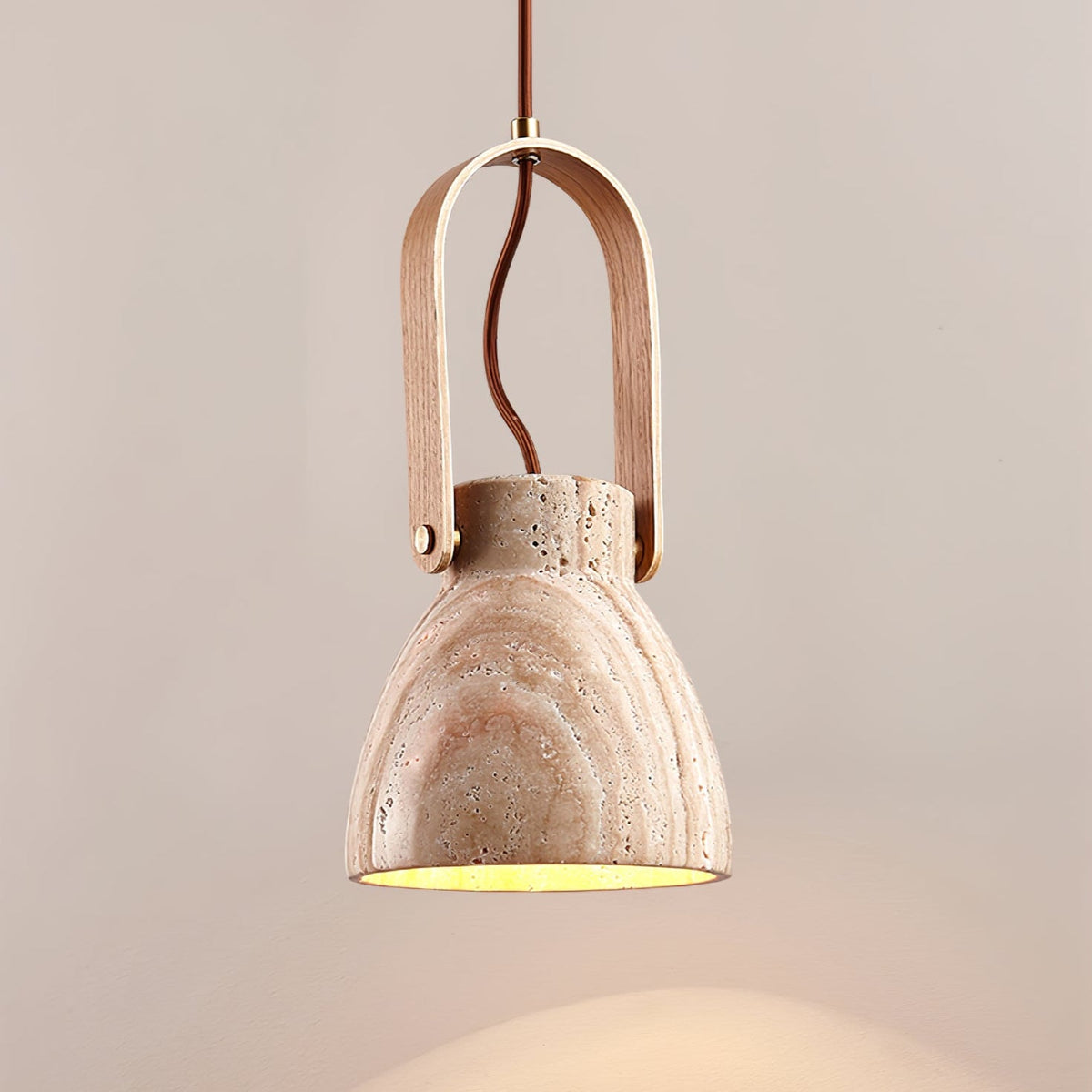 Aveline Travertine Pendant Light – Natural Stone Sculptural Lantern