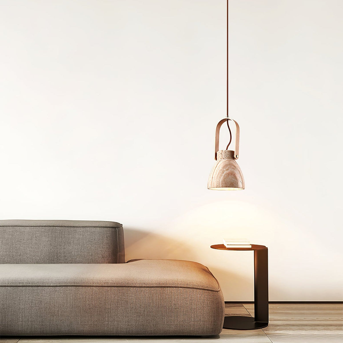 Aveline Travertine Pendant Light – Natural Stone Sculptural Lantern