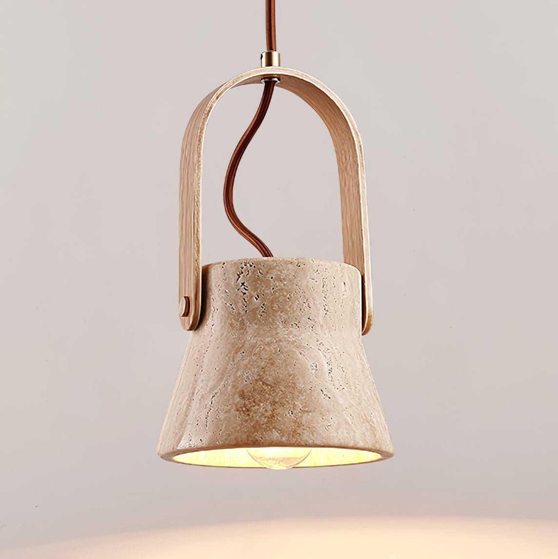 Aveline Travertine Pendant Light – Natural Stone Sculptural Lantern