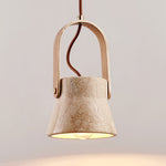 Aveline Travertine Pendant Light – Natural Stone Sculptural Lantern