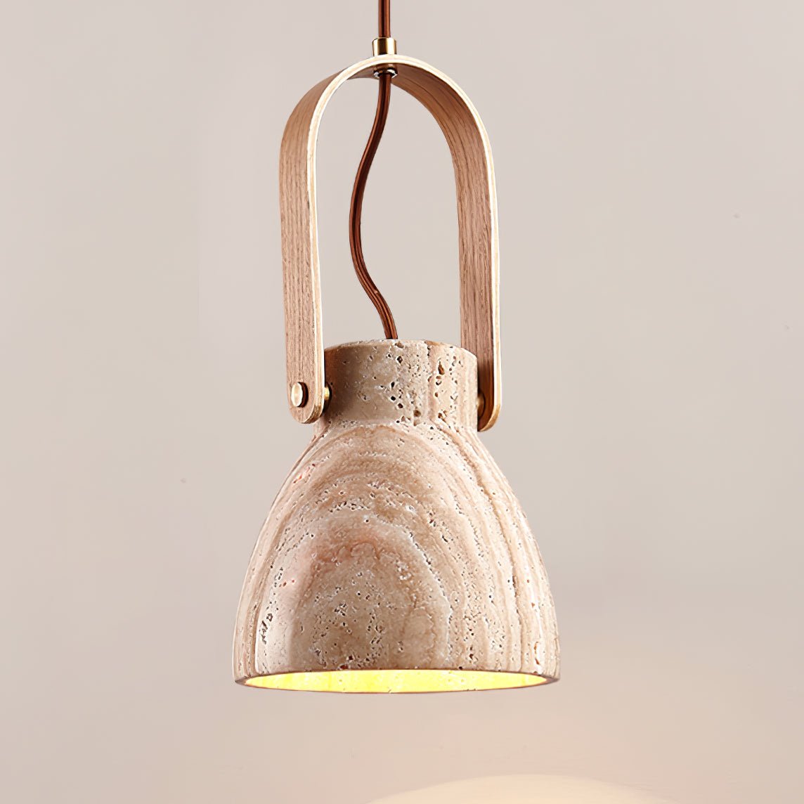 Aveline Travertine Pendant Light – Natural Stone Sculptural Lantern
