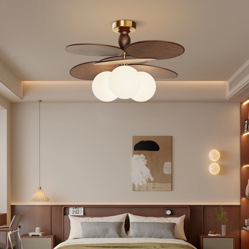 Averis Semi Flush Ceiling Light in Raffia and Glass for Modern Interiors