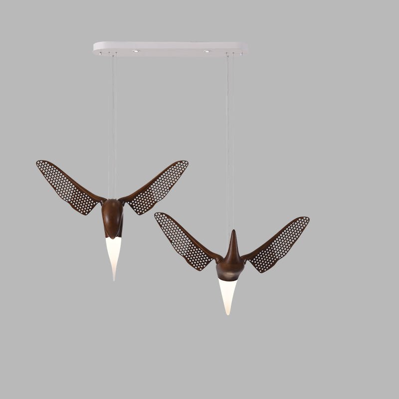 Avian Flight Chandelier – Sculptural Wooden Bird Pendant Light