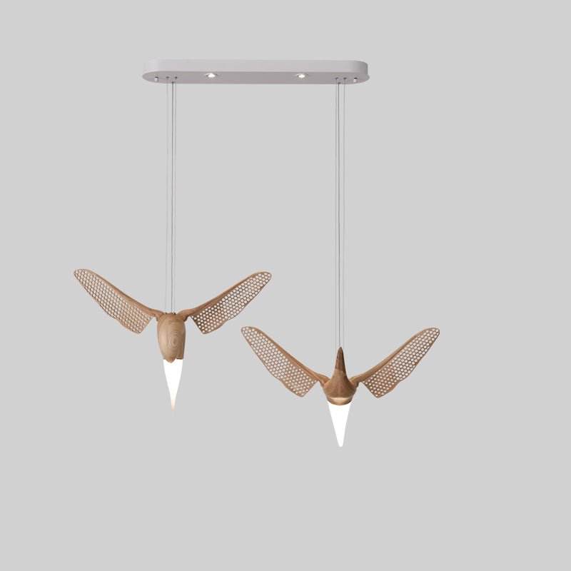Avian Flight Chandelier – Sculptural Wooden Bird Pendant Light