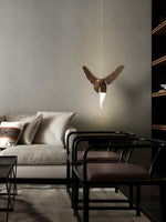 Avian Flight Chandelier – Sculptural Wooden Bird Pendant Light