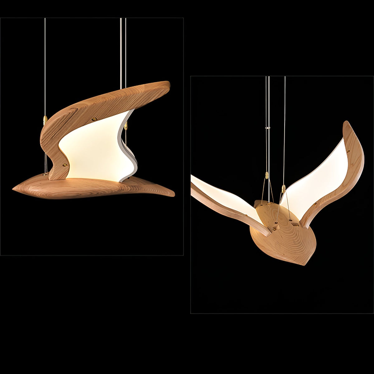 Avina Wing Pendant Light – Sculptural Wood LED Chandelier for Modern Interiors