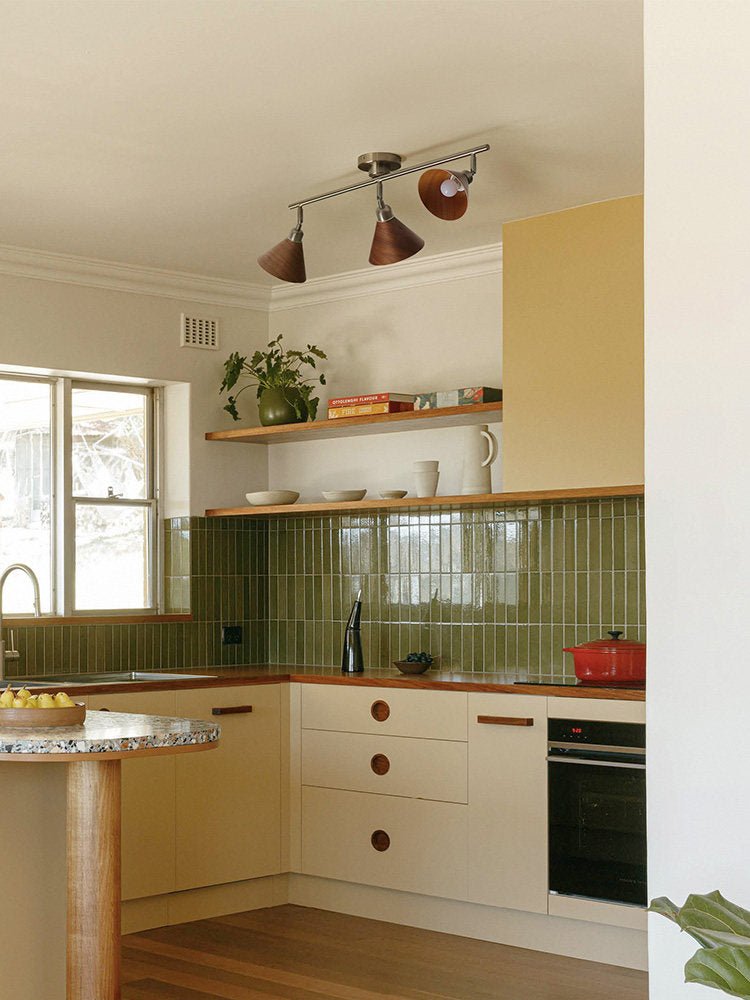 Axiom Directional Ceiling Lamp with Wooden Shades