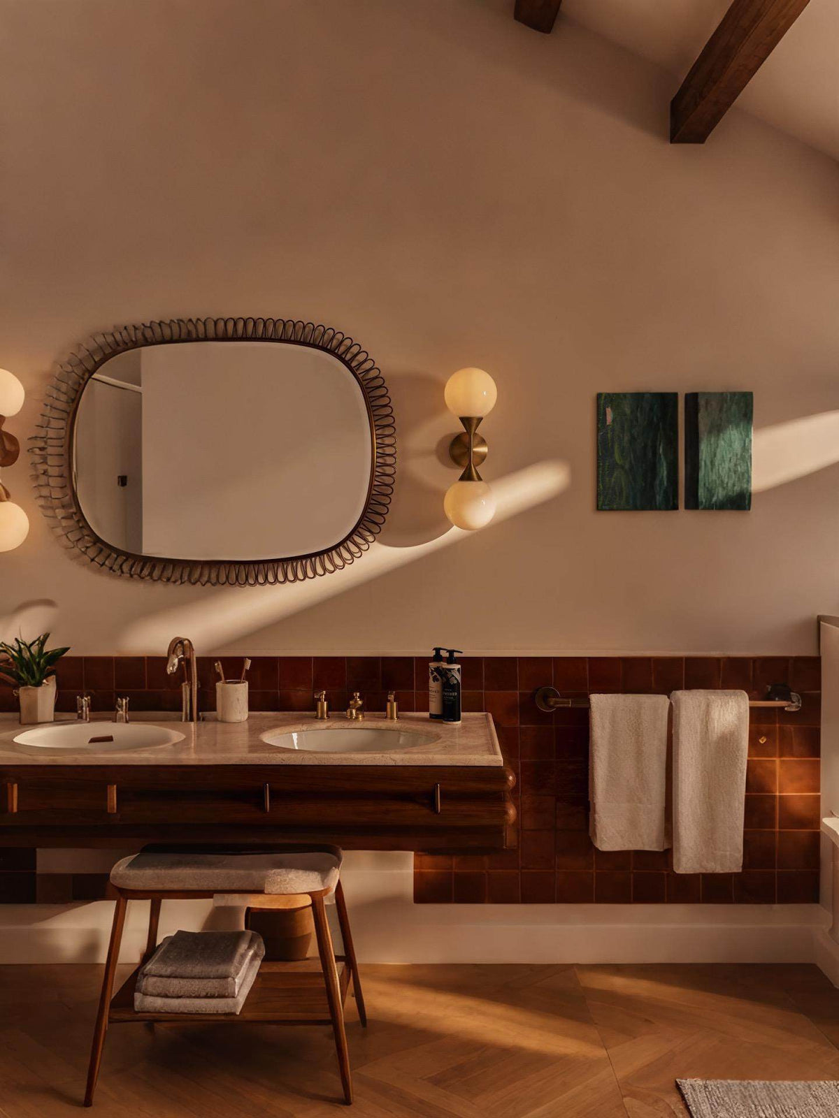 Axis Duo Wall Sconce in Brass and Glass