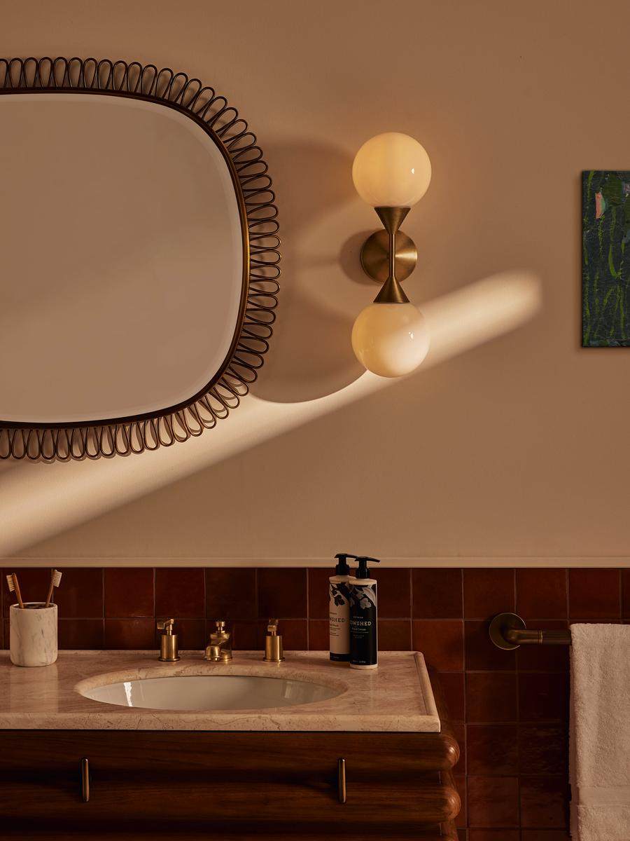 Axis Duo Wall Sconce in Brass and Glass