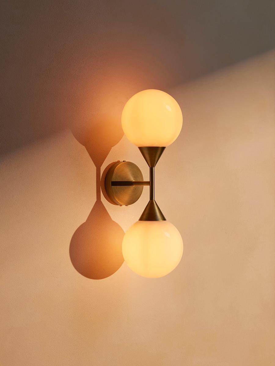 Axis Duo Wall Sconce in Brass and Glass