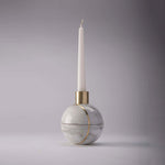 Axis Sphere Marble Candle Holder – Sculptural Tabletop Accent in Natural Stone