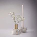 Axis Sphere Marble Candle Holder – Sculptural Tabletop Accent in Natural Stone