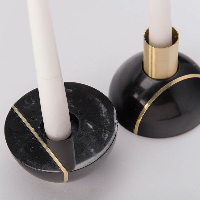 Axis Sphere Marble Candle Holder – Sculptural Tabletop Accent in Natural Stone