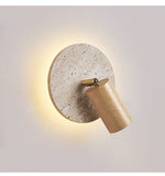 Axis Spot Sconce Wall Light in Travertine and Wood