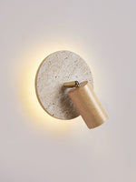 Axis Spot Sconce Wall Light in Travertine and Wood