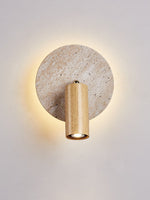 Axis Spot Sconce Wall Light in Travertine and Wood