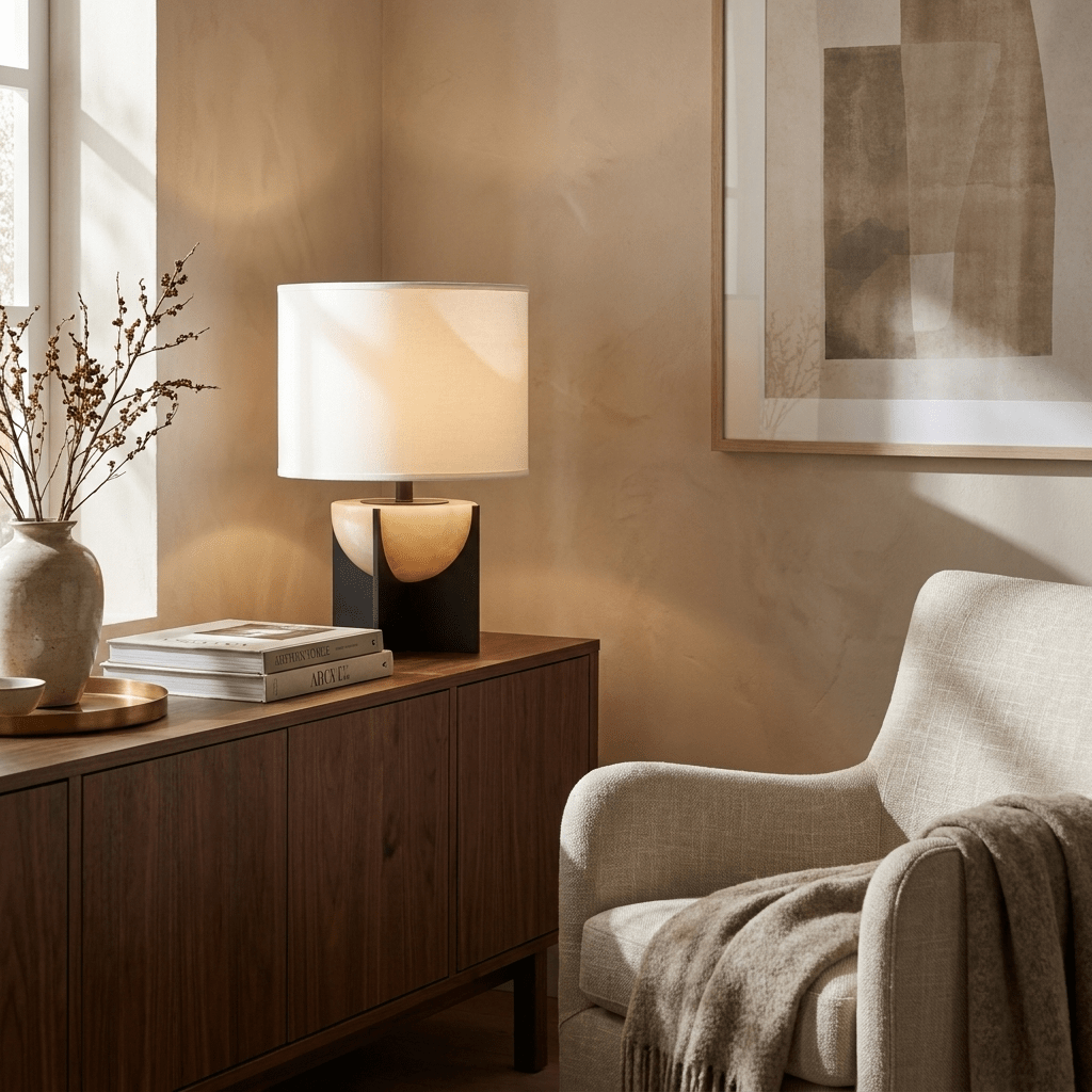 Axis Alabaster Table Lamp – Sculptural Bedside & Living Room Lighting