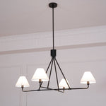 Axis Modern Linear Chandelier in Brass and Black for Dining Room and Living Room