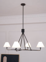 Axis Modern Linear Chandelier in Brass and Black for Dining Room and Living Room