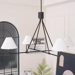 Axis Modern Linear Chandelier in Brass and Black for Dining Room and Living Room