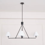 Axis Modern Linear Chandelier in Brass and Black for Dining Room and Living Room