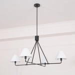 Axis Modern Linear Chandelier in Brass and Black for Dining Room and Living Room