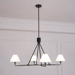 Axis Modern Linear Chandelier in Brass and Black for Dining Room and Living Room