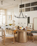 Axis Modern Linear Chandelier in Brass and Black for Dining Room and Living Room