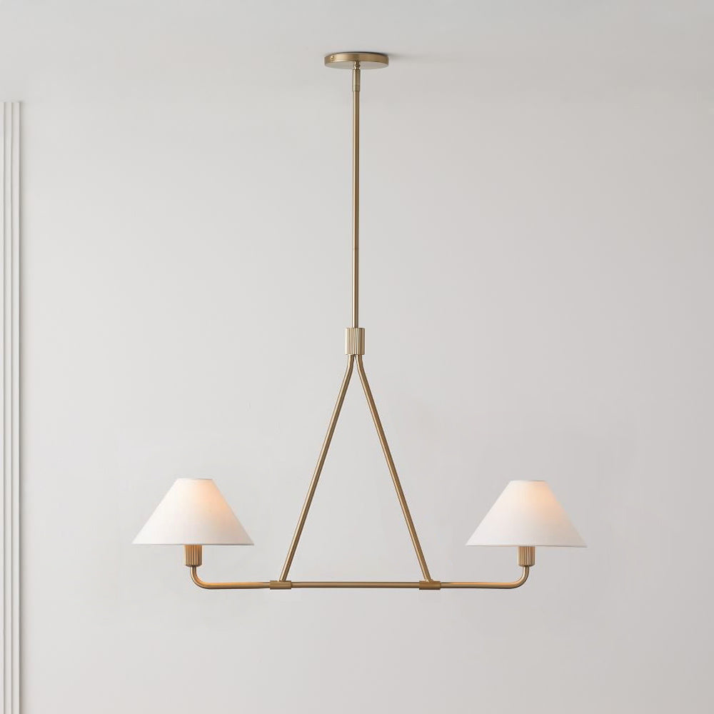 Axis Modern Linear Chandelier in Brass and Black for Dining Room and Living Room