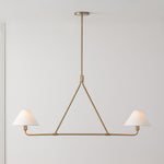 Axis Modern Linear Chandelier in Brass and Black for Dining Room and Living Room