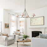 Axis Modern Linear Chandelier in Brass and Black for Dining Room and Living Room